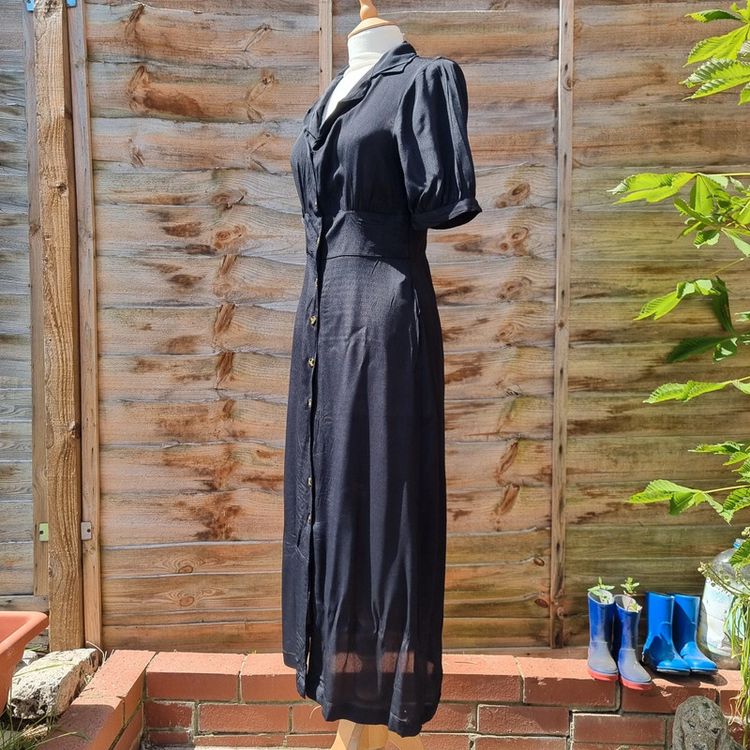 Asos Women's Size 10 Short Sleeved Button Up Long Black Dress obraz 2